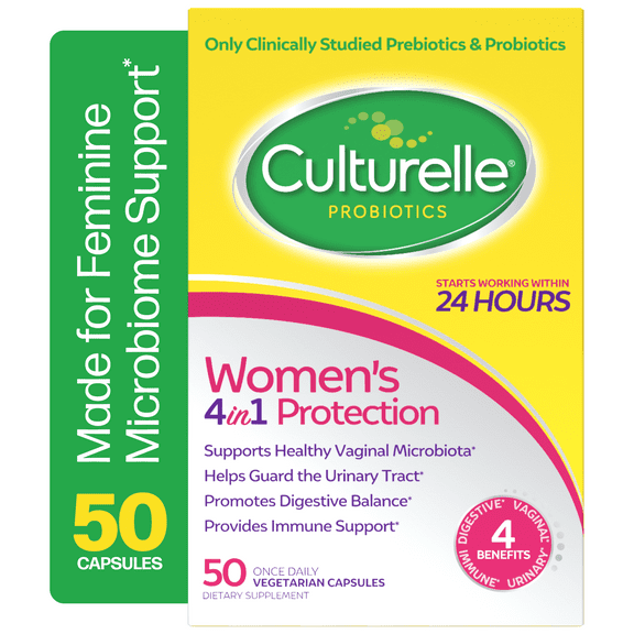 Culturelle Probiotics Women's 4-in-1 Protection Daily Supplement, Supports The Female Microbiome, 50 Count