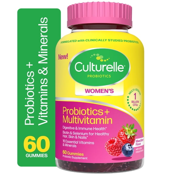 Culturelle Womens Probiotic & Multivitamin Daily Gummies Supplement, Supports Digestive & Immune Health, 60 Count