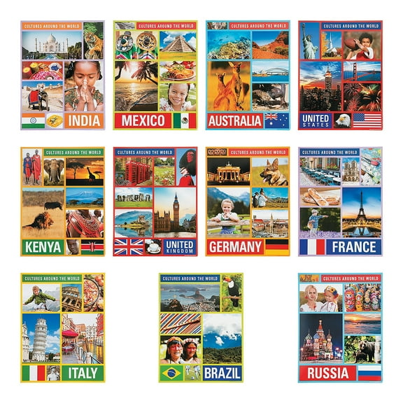 Cultures Around The World Learning Chart, Educational, 12 Pieces