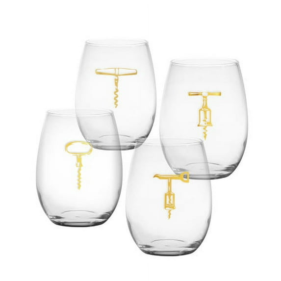 Culver Corkscrew 15 Oz. Stemless Wine Glass (Set of 4)