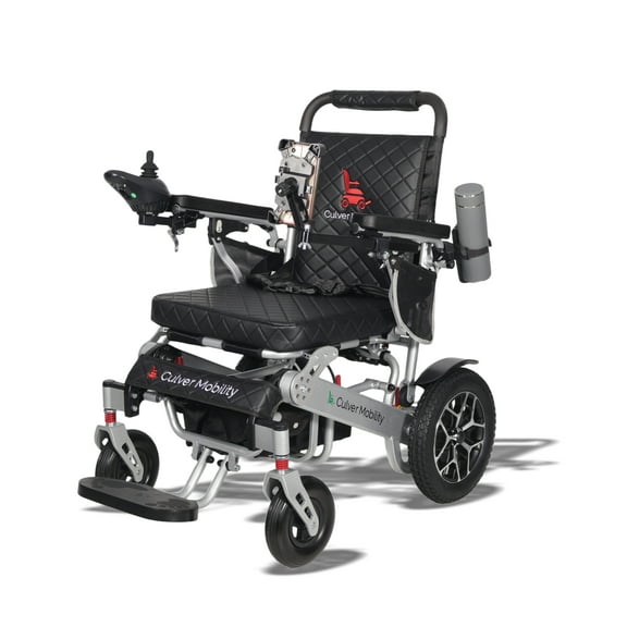 Culver Mobility Wolf Electric Wheelchair for Adults – Lightweight, Foldable, All-Terrain Power Wheelchair XL with Remote Control. Gift: Travel Bag, Cup Holder & Phone Holder (Black).