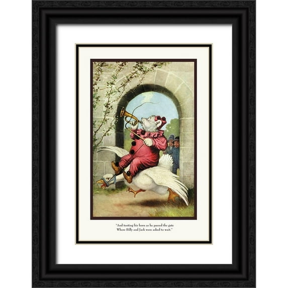 Culver, R.K. 13x18 Black Ornate Wood Framed with Double Matting Museum Art Print Titled - Teddy Roosevelts Bears: Teddy G Tooting His Horn