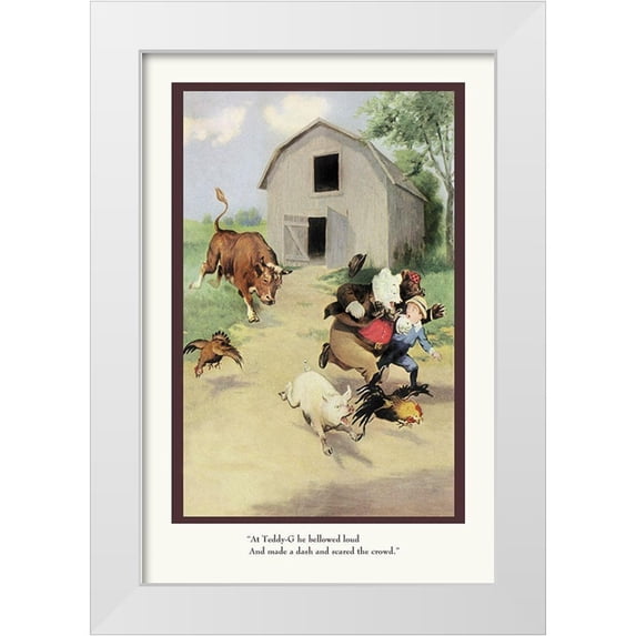 Culver, R.K. 17x24 White Modern Wood Framed Museum Art Print Titled - Teddy Roosevelts Bears: The Bull