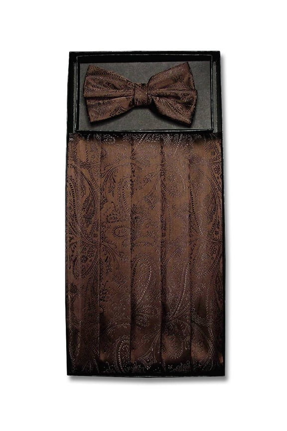 Cumberbund & BowTie Chocolate BROWN PAISLEY Color Men's Cummerbund Bow Tie Set
