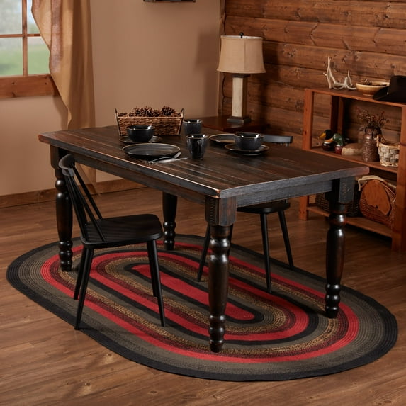 VHC Brands Cumberland Rustic Rug, Cozy Natural & Dyed Jute Kitchen or Entryway Non Slip Floor Mat, Oval with Pad 60x96
