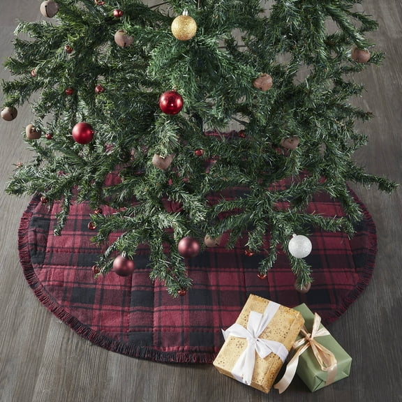 VHC Brands Cumberland Red Black Plaid Tree Skirt 36