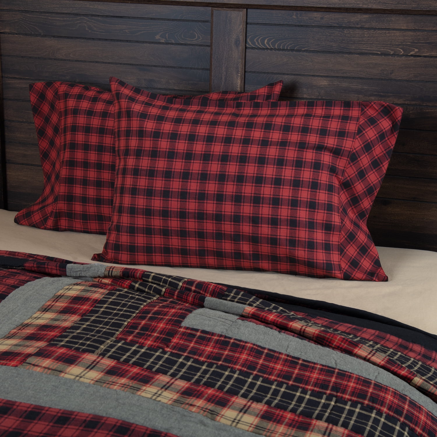 Cumberland Red and Black Plaid Cotton Standard Pillowcase Set