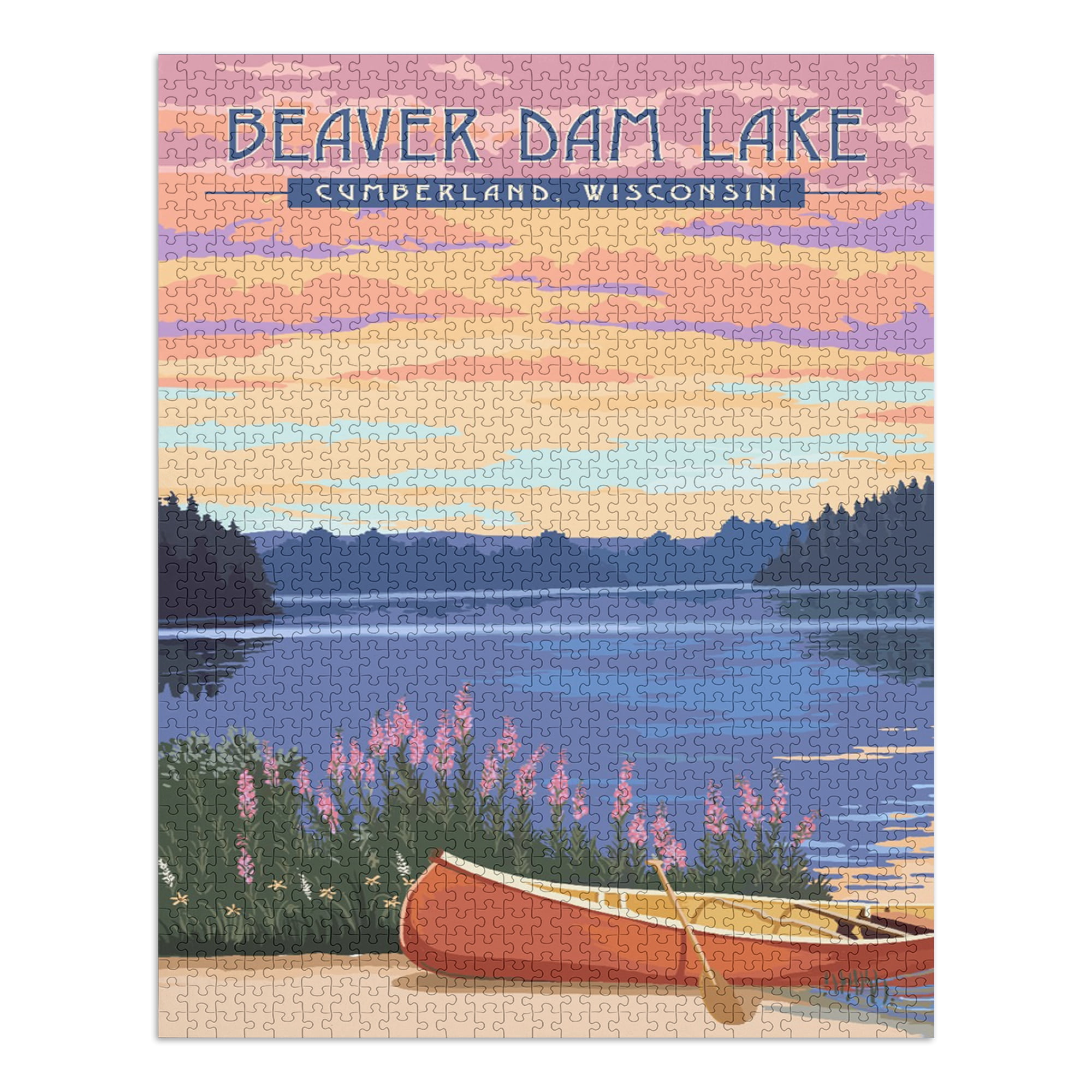 Cumberland, Wisconsin, Canoe and Lake (1000 Piece Puzzle, Size 19x27 ...