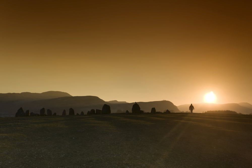 Cumbria England Sunset Over Field Canvas Art - John Short Design Pics (18 x 12)