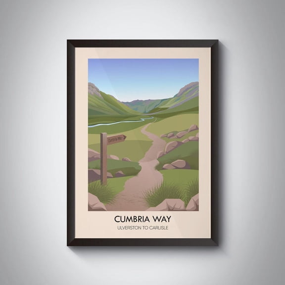 Cumbria Way Long Distance Hiking Trail Poster Lake District National Park Print Ulverston Coniston Keswick Hiking Gift England Uk