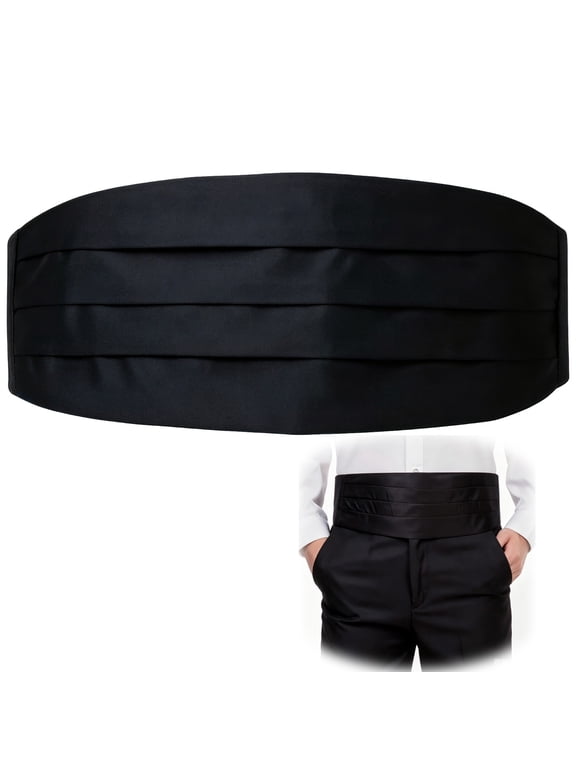 Cummerbund Men Black Matte for Tuxedo Satin Adjustable Wedding Banquet