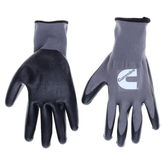 Cummins CMN35153 Nonslip Nitrile Coated Gardening PPE All-Purpose Grip Hi Flex Gray Dipped Palm Work Gloves - Large