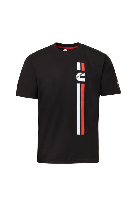 CMN35235 Vertical Racing Stripes T Shirts for Men and Women Crew Neck Trucker Apparel Logo Black 2XL