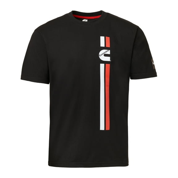 Cummins CMN35236 Vertical Racing Stripes T Shirts for Men and Women Crew Neck Trucker Apparel Logo Black 3XL