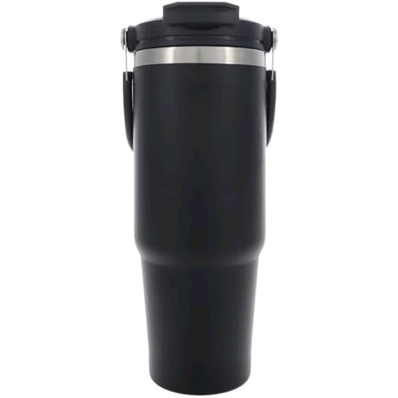 Cummins CMN35401 2 in 1 Tumbler with Flip Lid and Straw 30-Ounce Tumbler with Handle Stainless Steel Travel Mug-Black$$Home Decor, Kitchen, & Other