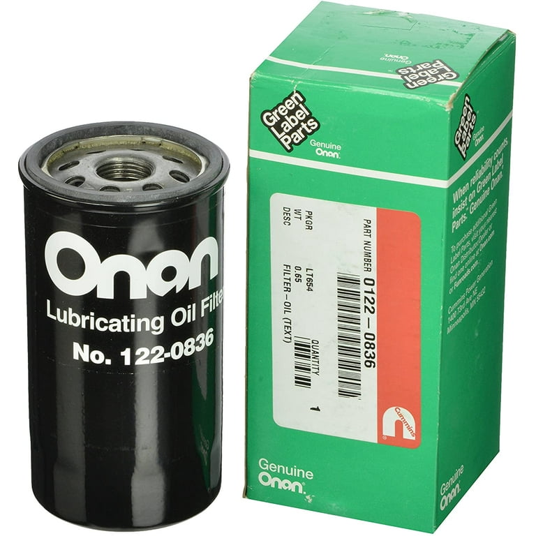 Cummins Onan 122-0836 Spin-On Oil Filter, Universal Fit, For Onan