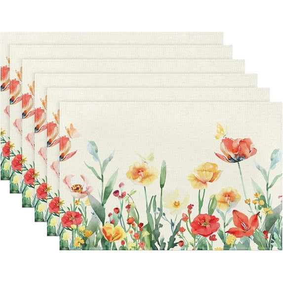 Cumule Fall Placemats Set of 6 Rugby Maple Leaves Football Place Mats 12x18 Inches Thanksgiving Placemats Seasonal Farmhouse Kitchen Dining Table Decor for Home Autumn Party Kitchen Harvest