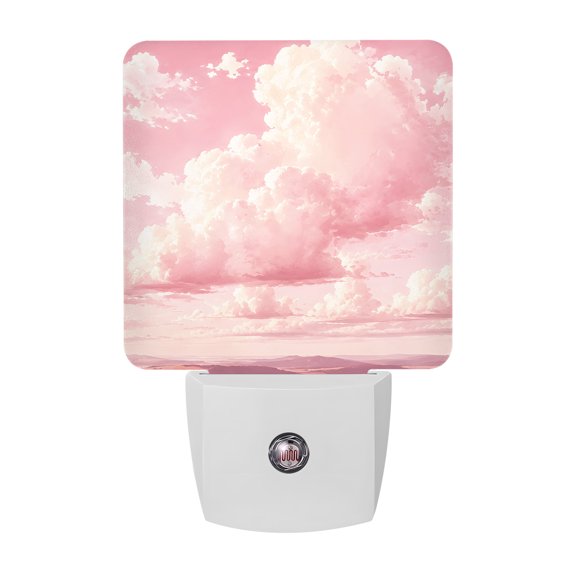 Cumulus Clouds Night Lights, Modern Pink Sky Landscape Oil Painting Smart Auto Dusk to Dawn Sensor Nightlights Plug-in Nightlight for Bedroom Bathroom Living Room Kitchen Hallway