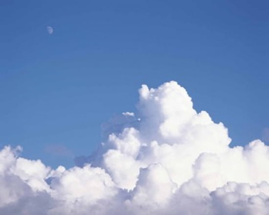 Cumulus clouds and moon in sky Canvas Art - Panoramic Images (24 x 20)