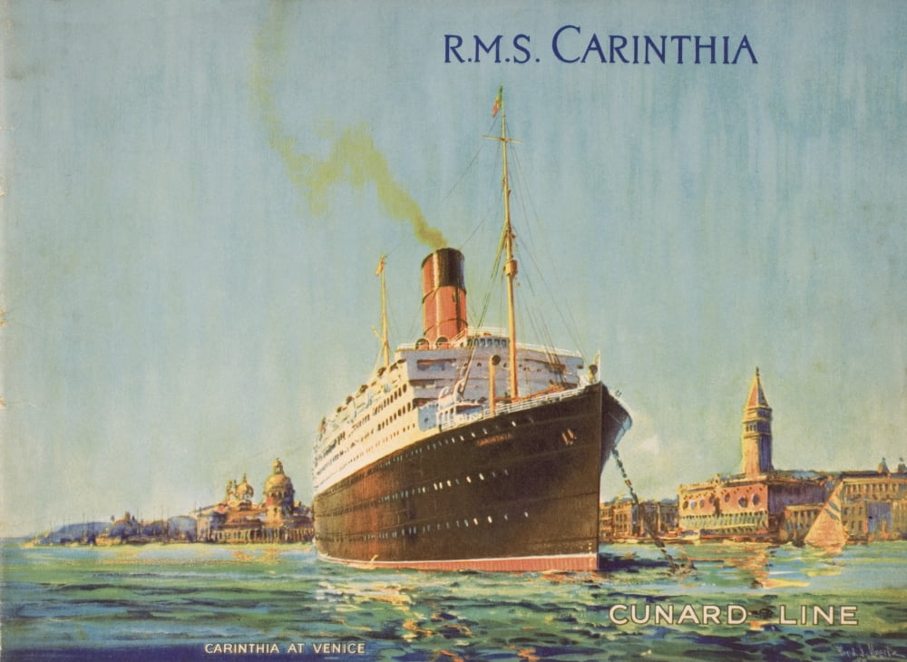 Cunard Line Promotional Brochure For The Rms Carinthia Circa 1926-1930 Canvas Art - Ken Welsh Design Pics (32 x 24)
