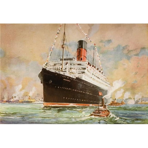 Cunard Line Promotional Brochure for The Franconia Circa 1926-1930 The Ship At Sea Poster Print - 17 x 12