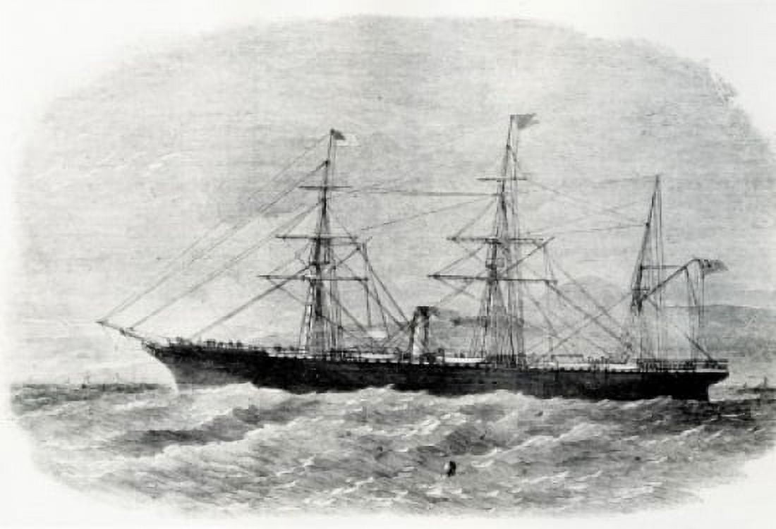 Cunard SS China steam and sail ship launched in 1862 Canvas Art - (24 x 36)