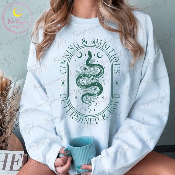 Cunning & Ambitious Snake Shirt, Wizard House Sweatshirt, Magic School Shirt, Sweatshirt, Sweatshirt E7113, F2447 Sweatshirt All Size S-5XL
