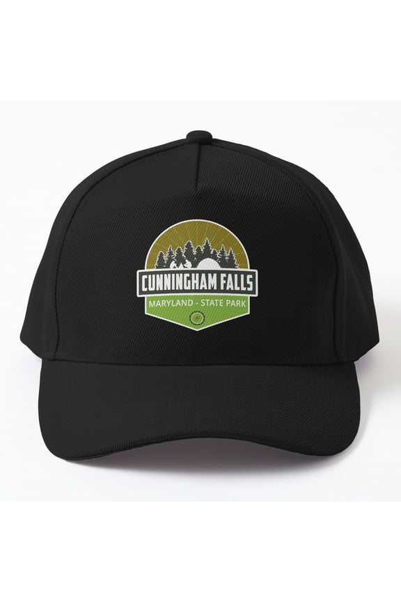 Cunningham Falls State Park Baseball Cap, Trees Logo Outdoor Travel Graphic Design, Hat