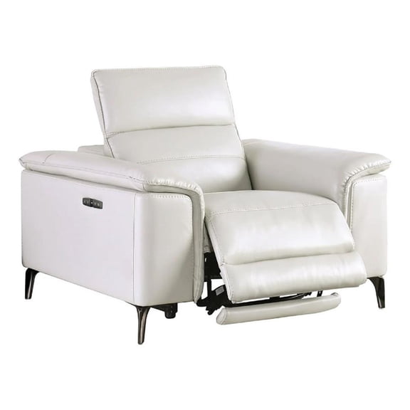 Cuny Power Recliner Chair- Taupe Gray Faux Leather- Wall Hug Back