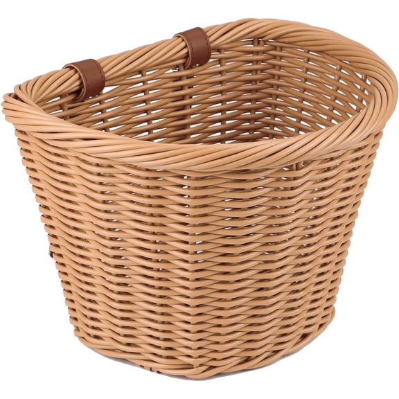 Cuoff Bike Basket Front Adult Bike Basket for Women Front Woven Waterproof Basket with Adjustable Leather Straps Storage Bicycley Basket for Cruiser Bike Folding Bike Commuter Bike