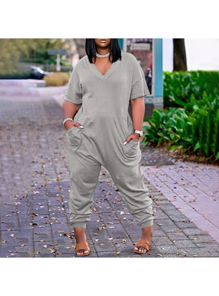 Women Casual Cargo Button Jumpsuits Ladies Long Sleeve Belted