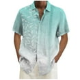 thumbnail image 1 of Cuoff Designer Spring Summer Men's Casual Cotton Linen Solid Color Short Sleeve Shirts Loose Shirts Green 2X, 1 of 4