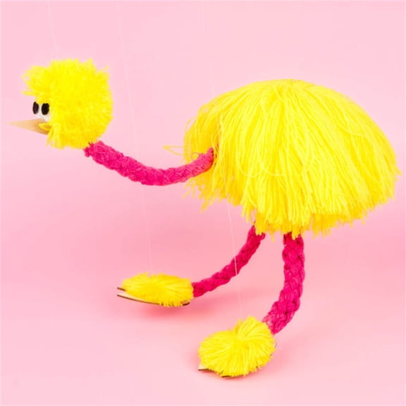 String Puppet Ostrich, Funny Hand Operated Marionette Toy, Durable Cloth & Wood Puppet, Perfect for Imaginative Play, Party Performance and Gift Giving