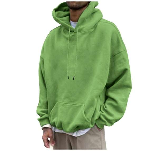 Cuoff Hoodies Sweatshirt Winter Loose Casual Solid Color Loose Casual Hoodies for men Green L