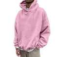 thumbnail image 1 of Cuoff Hoodies Sweatshirt Winter Loose Casual Solid Color Loose Casual Hoodies for men Pink 3X, 1 of 4