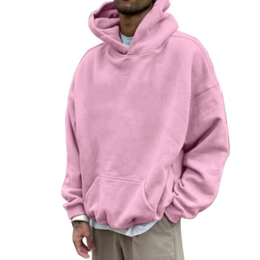 Cuoff Hoodies Sweatshirt Winter Loose Casual Solid Color Loose Casual Hoodies for men Pink 3X