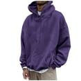 thumbnail image 1 of Cuoff Hoodies Sweatshirt Winter Loose Casual Solid Color Loose Casual Hoodies for men Purple M, 1 of 4
