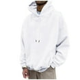 thumbnail image 1 of Cuoff Hoodies Sweatshirt Winter Loose Casual Solid Color Loose Casual Hoodies for men White L, 1 of 4