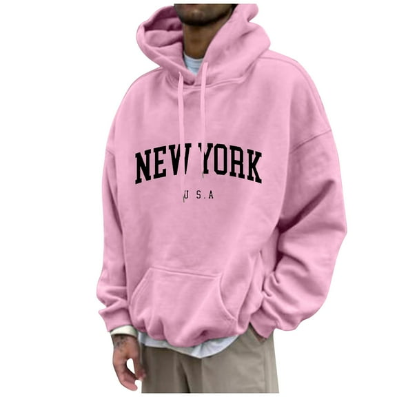 Cuoff Hoodies Sweatshirt Winter Loose Printed Casual Fashion Sports Hoodies for men Pink 4X