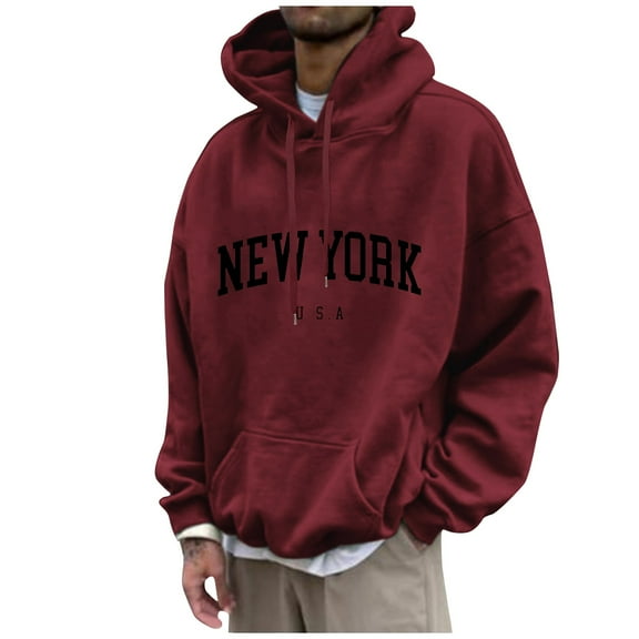 Cuoff Hoodies Sweatshirt Winter Loose Printed Casual Fashion Sports Hoodies for men Red 5X