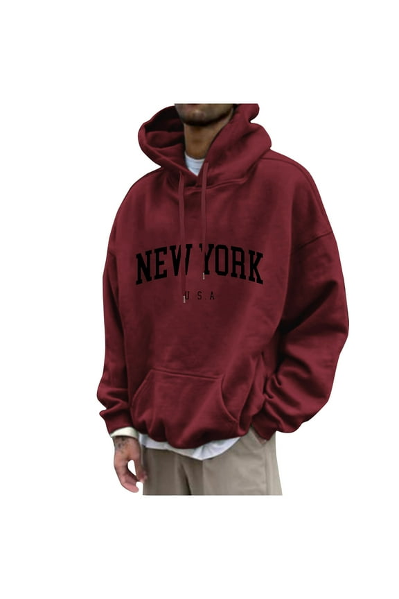 Hoodies Sweatshirt Winter Loose Printed Casual Fashion Sports Hoodies for men Red 6X
