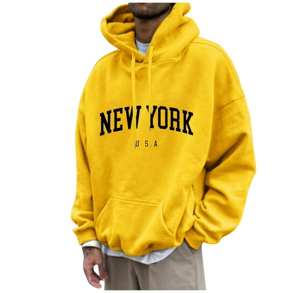 Cuoff Hoodies Sweatshirt Winter Loose Printed Casual Fashion Sports Hoodies for men Yellow 5X