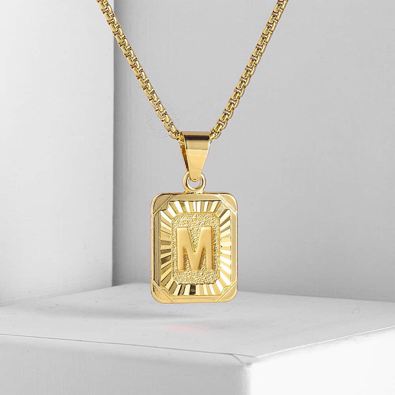 Mens necklace hotsell with letter