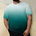 thumbnail image 1 of Cuoff Men's Large Size Loose Casual Gradient Short Sleeve Round Neck T-Shirt Top Cyan 5X, 1 of 5