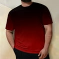 thumbnail image 1 of Cuoff Men's Large Size Loose Casual Gradient Short Sleeve Round Neck T-Shirt Top Red 3X, 1 of 5