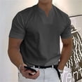 thumbnail image 1 of Cuoff Men's casual solid color V-neck gentleman's business short-sleeved fitness T-shirt Gray 4X, 1 of 1