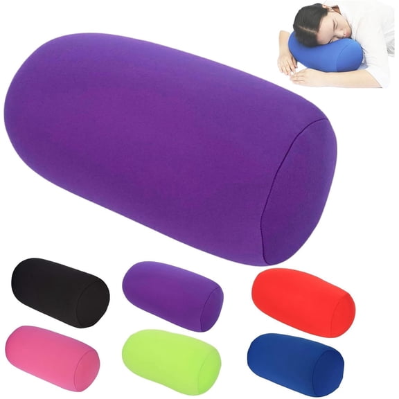 Cuoff Microbead Bolster Tube Pillow Travel Essentials Squishy Roll Body Cushion Cylinder Bean Bag Throw Pillow Neck Arm Back Support for Plane Car Travel Recliner Sleeping Home Gift 12x6 in (Purple)