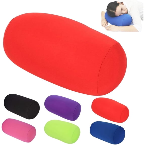 Cuoff Microbead Bolster Tube Pillow Travel Essentials Squishy Roll Body Cushion Cylinder Bean Bag Throw Pillow Neck Arm Back Support for Plane Car Travel Recliner Sleeping Home Gift 12x6 in (Red)