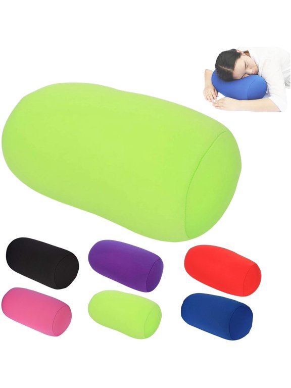 Microbead Bolster Tube Pillow Travel Essentials Squishy Roll Body Cushion Cylinder Bean Bag Throw Pillow Neck Arm Back Support for Plane Car Travel Recliner Sleeping Home Gift 12x6 in (Green)