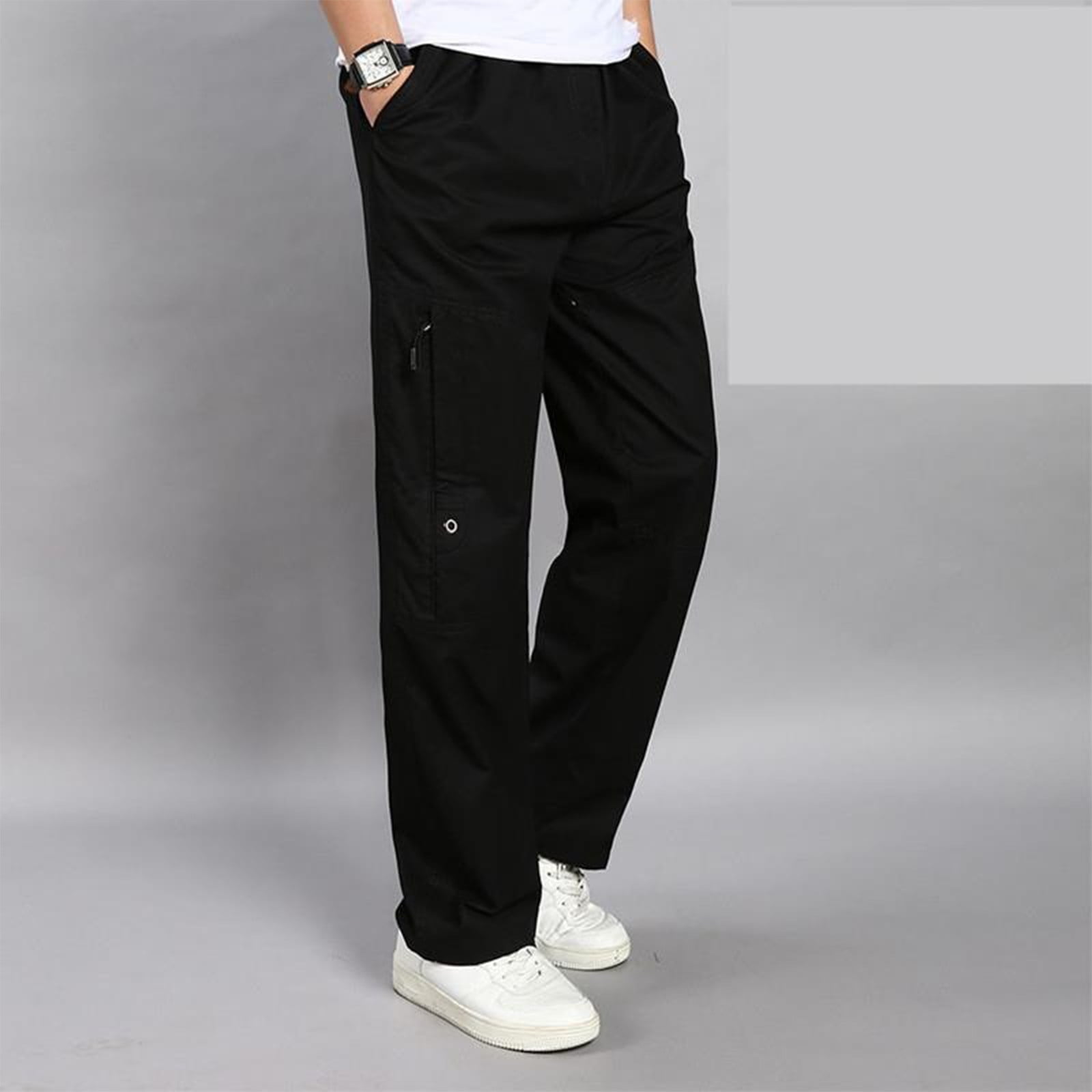 Men's Cargo Sweatpants Open Bottom Straight Leg Casual Loose Fit Baggy  Athletic Jogger Pants with Pockets M-5XL 